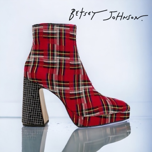 Betsy Johnson RAYLAN Plaid Platform Bootie Size 9 - Picture 4 of 15